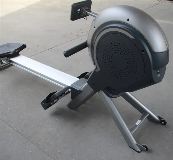 black rowing machine